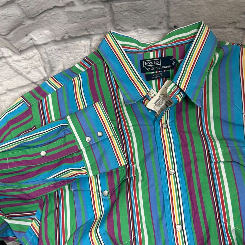 Polo Ralph Lauren Western Custom Fit Men's Shirt 2XL Button Up Long Sleeve NWT
